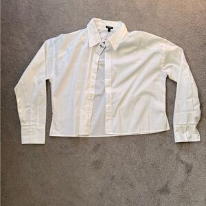 Express Cropped White Dress Shirt